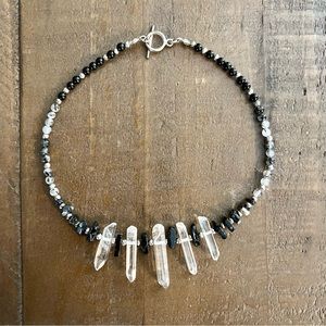 Clear quartz crystal necklace